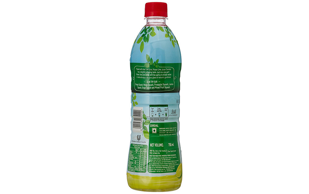 Kissan Lime Juice Cordial    Plastic Bottle  750 millilitre